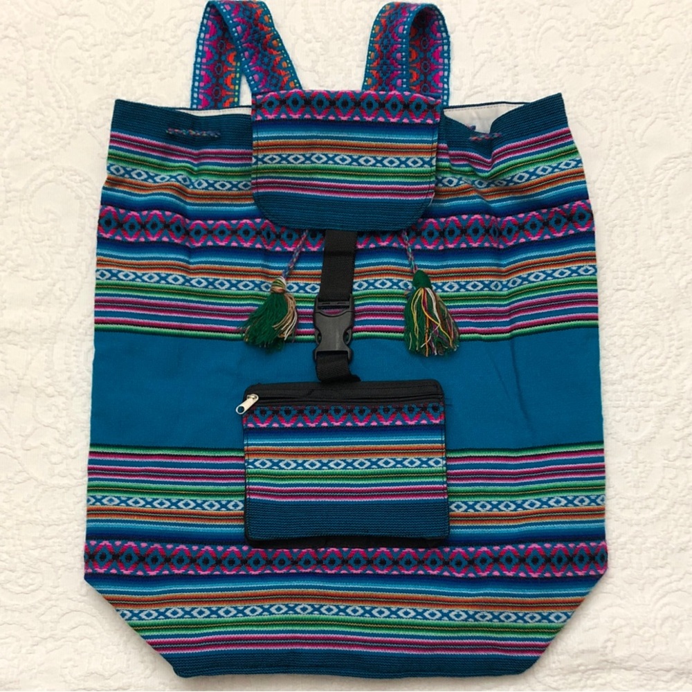 Backpack Southwest Boho Aztec Patterned Drawstring Mexicana Bag